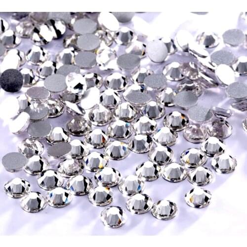 Polaris Glitter Glass DMC Rhinestones Crystal Clear SS2-SS50 Non Hot Fix FlatBack Strass Rhinestone Nail Art Stone Good Quality