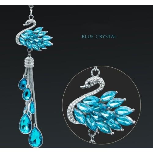 Bling Bling Girl Car Accessories Lucky Star Swan Crystal Hanging Ornaments Rear View Mirror Decoration Luxury Rhinestone Women