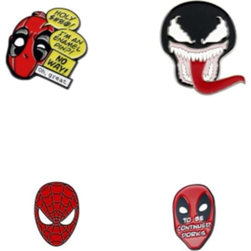 Marvel Spider Deadpool Venom Brooch Shirt Alloy Enamel Pin Broche Gifts for Men Pins Backpacks Metal Badges