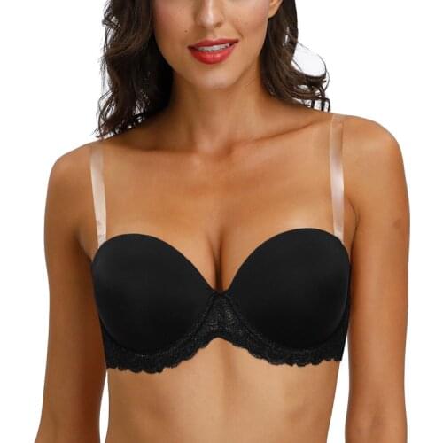 Ladies Bra Sexy Silicone Bras For Women Halter Strapless Lace Bralette Unpadded Wire 32 34 36 38 40 42 44 46 B C DD DDD E F G