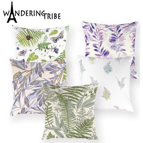 Farmhouse Home Plant Cushion Cover Leaves Polyester Throw Pillow Case for Sofa Jungle Leaves Home Decorative Pillowcase Kissen