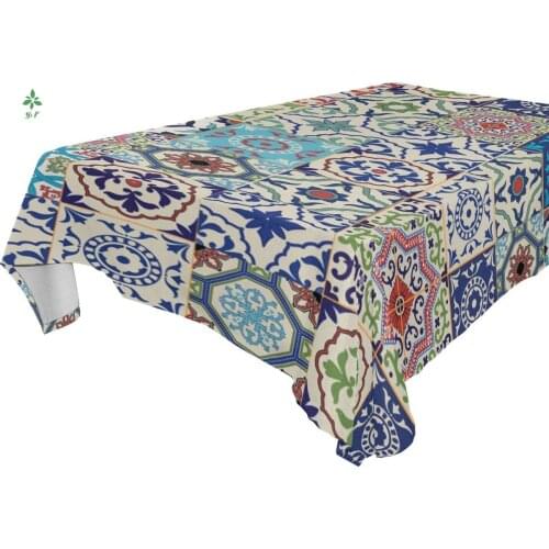 Dacron Design Custom Color Pattern Splicing Tablecloth