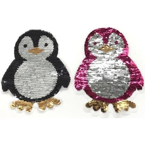 Reversible change color sequins patch deal with it clothes 22cm penguin fashion patches for clothing t shirt women stickers
