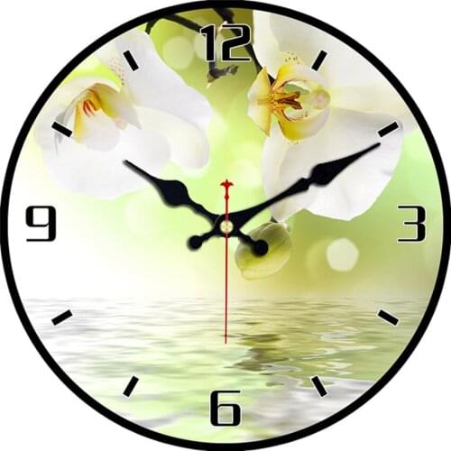 WONZOM Elegant Flowers Wall Clock,Silent Decorative Wooden Cardboard Wall Clocks For Living Room, Wall Clock For Arabic Numbers