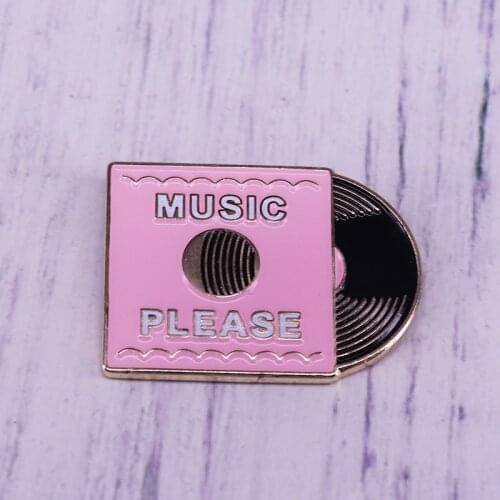 Pink Music Please enamel Pin gift for the music lover or vinyl record collector in your life