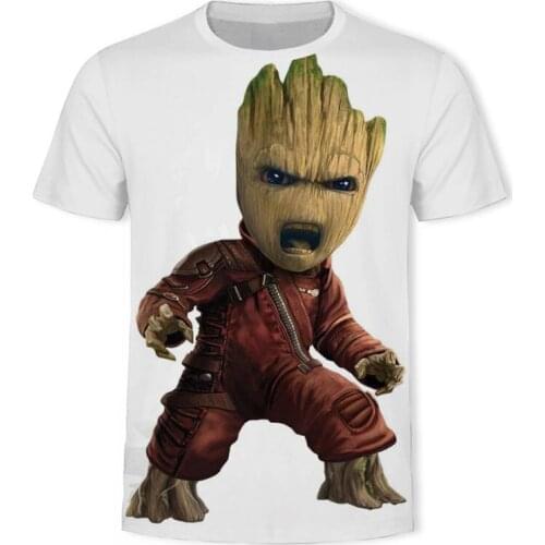 Funny Kids Groot Baby Flower Pot Galaxy T-shirt Guardian Summer New Cartoon 3D Printing Men Fashion Personality Casual T Shirt
