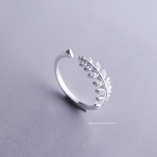 Bijoux New Designer Silver Color Crystal Leaf Rings For Women Adjustable Size Ring Party Gift Bridal Jewelry Anillos