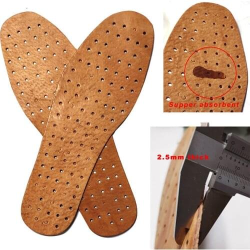 Leather Insole for men 2.5mm Thick Absorb Sweat Breathable Health Insole for oxford brogue leather shoes sneaker