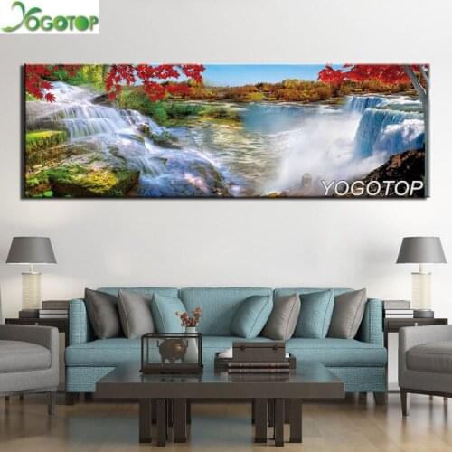 Lager DIY Diamond painting landscape painting Full Diamond embroidery 5D mosaic rhinestone wall Decor maple waterfall Sea YY1659