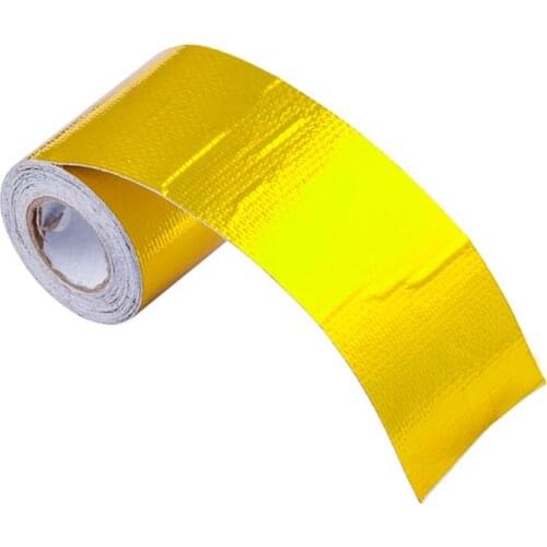 1PC 5cm*5m 9m 10m Gold Aluminum Foil Tape Heat Insulation Aluminum Foil Fiber Cloth Exhaust Pipe Air Inlet Heat Shield