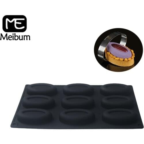 Meibum 9 Cavity Silicone Oval Jelly French Dessert Baking Tool Mousse Cake Mold Soap Moulds Egg Tart Ring Chocolate Pastry Tools