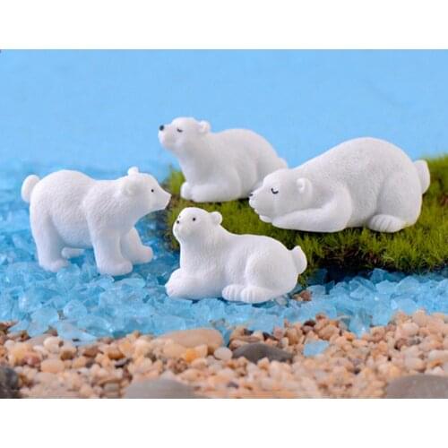 Cute Mini Simulation White Bear Polar Bear Figurines Home Micro Landscape Garden Miniatures Animal Home Decor Accessories-1PC