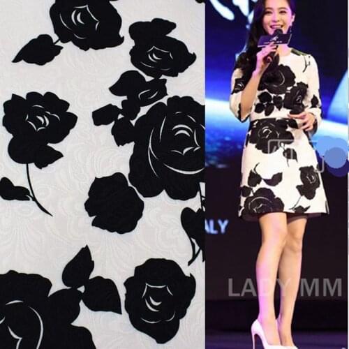 Fashion Rose Black Rose Jacquard fabric dress tissu au meter tissus telas fabric Free shipping