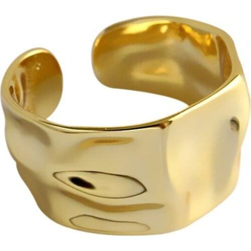 Ring Fashion INS Cold Wind Irregular Concave Convex Ring Female European and American Minimalist Shaped Wave Wide Open Ring