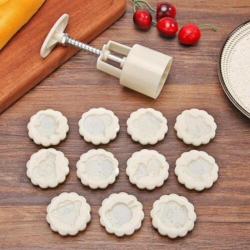 12 Zodiac Round Mooncake Mold Set Hand-Press Pastry Cookie Bake Tools Decor or making moon cakes, pastry printing, biscuit bakin