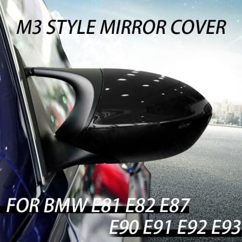 2xMirror Cover E90 Car Side Door Rearview Side Mirror Cover Cap For BMW E90 E91 2005-2007 E92 E93 2006-2009 M3 Style E80 E81 E87