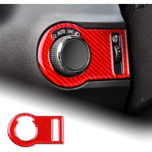 Carbon Fiber Car Headlight Switch Button Sticker Interior Trim Decal Compatible with Chevrolet Camaro 2010-2015 Accessories