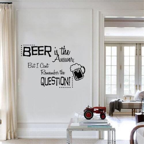 BEER IS THE ANSWER Wall Decal Quote For Bar Club Pub Kitchen Wall Sticker Art Decal Vinyl Pub Bar Waterproof ph493