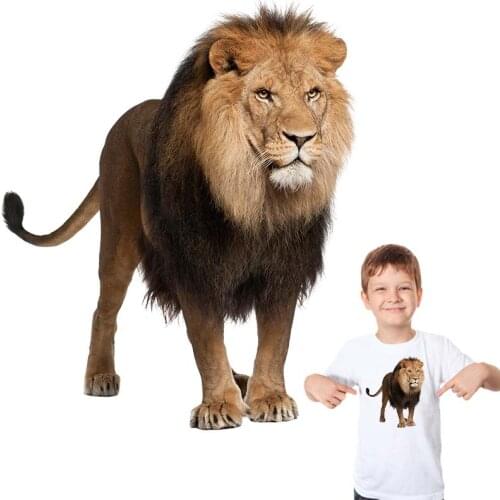Lion Patches Iron On T-Shirt Diy Hoodie Tops Heat Press Hot Tear Transfer Paper Patch Easy Print By Household Irons