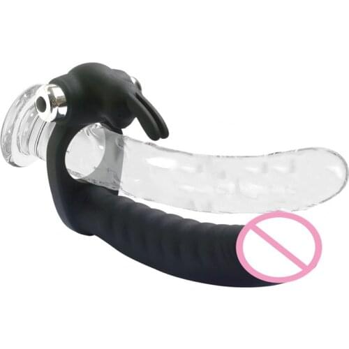 New Clit Rabbit Vibrator Double Penetration Strapon Dildo Vibrating Ring G spot Anal Penis Dildo Butt plug Sex Toys For Couples