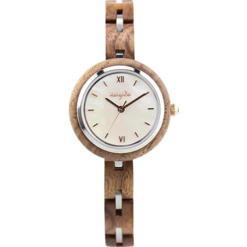 צמידים לנשים NEW Women Watch Steel + Wood Strap waterproof luxurious Quartz Watch Watch Wood Ladies Watch relogio