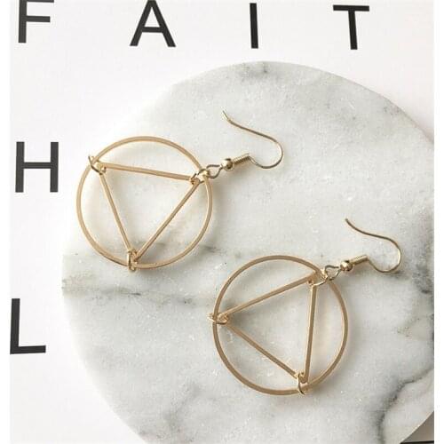The New Women Alloy Earrings Eardrops Fashion Korean Style Round Geometric Luxury Earrings Female Jewelry Long Earring Pendiente