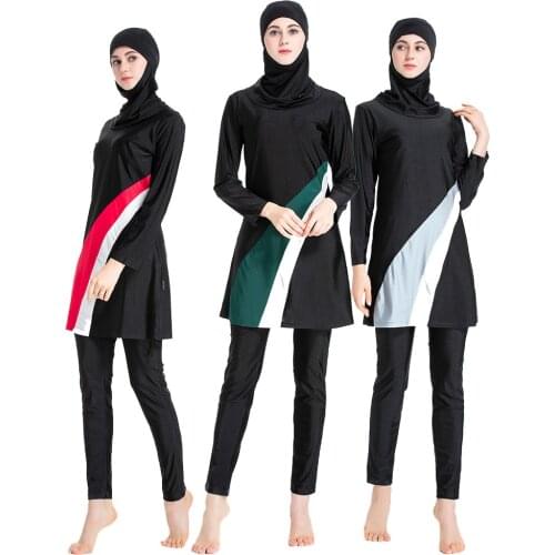 New Muslim bathing suit Women Long Sleeve Muslim Swimwear Hooded Hijab Arabic Islamic Swim Surf Wear Burkinis Bathing