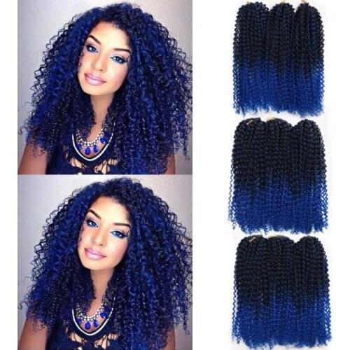 Onyx 12" Marley BoB Crochet Braiding Hair Synthetic Ombre Jerry Curl Weave Synthetic Braiding Hair Extensions for Women