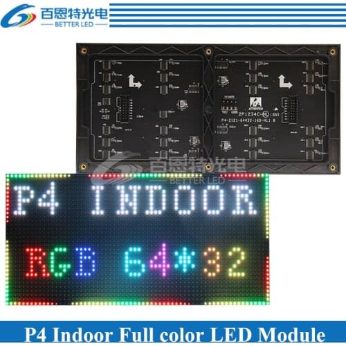 P4 LED screen panel module 256*128mm 64*32 pixels 1/16 Scan Indoor 3in1 SMD RGB Full color P4 LED display panel module