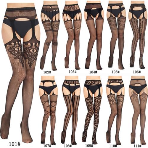 Garters Underwear Sexy Lucency Sheer Top Thigh-Highs Lace Stockings Intimates Lingerie Womens Black Garter Suspender Belt sex