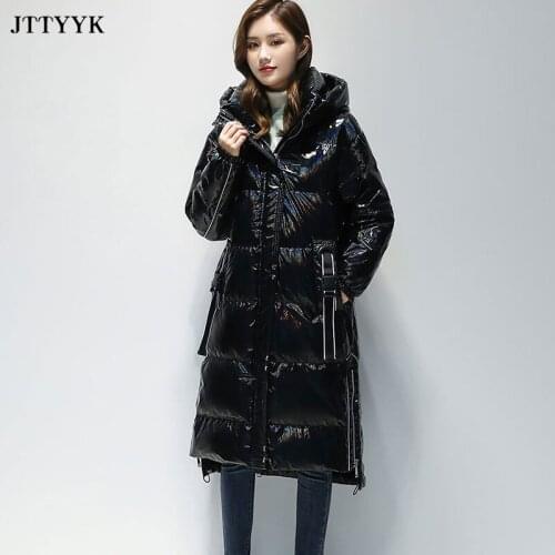 Oversized Down Jacket Coat Women Winter Down Cotton Coats Female Hooded Warm Cotton-padded Parkas Coat New Womens Loose Overcoat