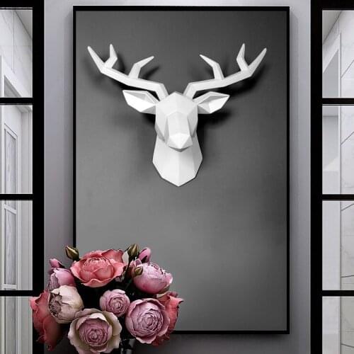Geometric animal deer head statue wall decoration wall hanging creative living room bar wall hanging lucky deer wall decoration