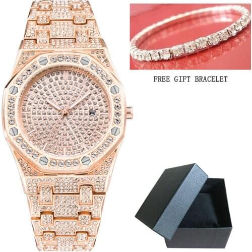 Top Luxury Women Wrist Watches Charm Full Diamond Stainless Steel Fashion Calendar Clock Ladies Quartz Watches relojes de mujer