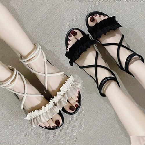 Roman Sandals Womens Summer 2021 New Flat-bottom Straps All-match Women Korean Casual Womens Sandals Fashion Beach Shoes Women