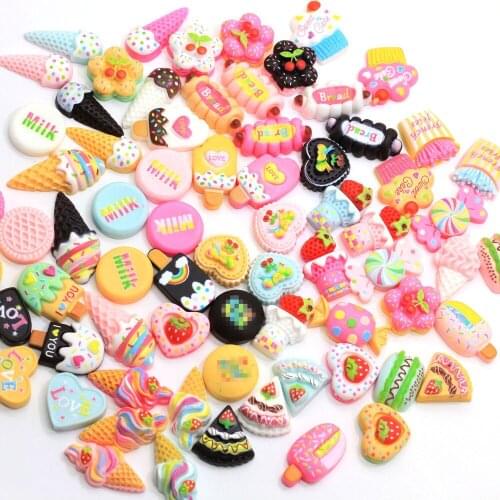 Mixed Mini Cute Cake Ice Cream Candy Luck Bags Flat Back Resin Cabochon Embellishments DIY Scrapbooking For Phone Decor