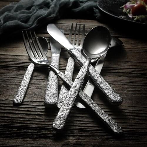 Retro SIlver Dinnerware Set 1/4pcs Stainless Steel Cutlery Set Tableware Knife Fork Cutleries Western Food Set Coffee Spoon