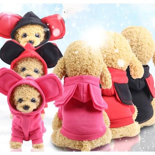 Warm Thick Clothes Pet Dog Big Ear Clothes Cartoon Wweater Hoodies for Small Medium Dogs Puppy Outfit Four Legs Pets Dog Clothes