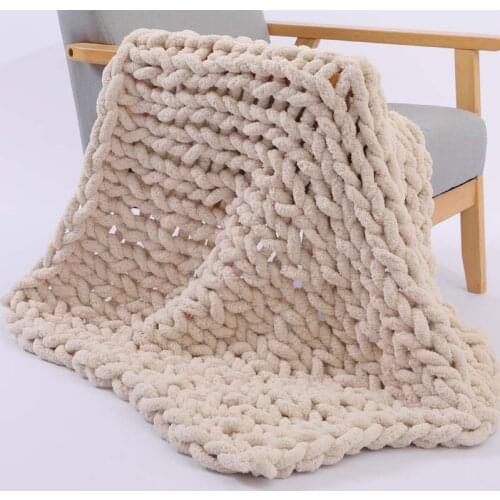 Chenille Chunky Knitting Woven Blanket Plaid Braided Home TV Quilt Sleeper Covering Comforter for Kids Baby Large Size