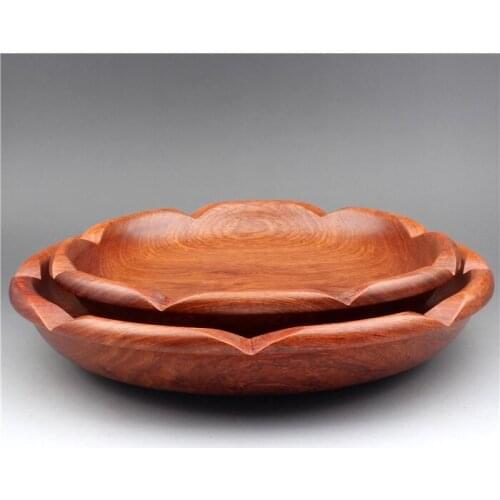 Vietnamese mahogany fruit tray whole wood-free candy plate solid wooden round dry fruit snack tray