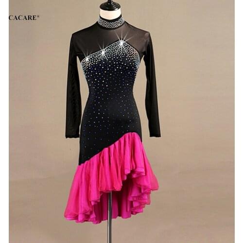 SALE Sexy Latin Dance Dress Women Latina Salsa Latin Dance Competition Dresses Fringe CHEAP Customize D0513 Mesh Sleeve