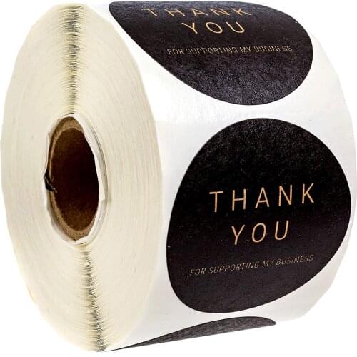 1.5 Inch Round Kraft Thank You for Supporting My Business Stickers / 500 Labels Per Roll
