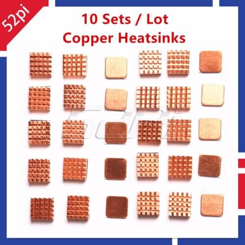 10 Sets/Lot! 3Pcs of 1 Set: Pure Copper Heatsinks Cooling Heat Sink Kit for Raspberry Pi 3 Model B