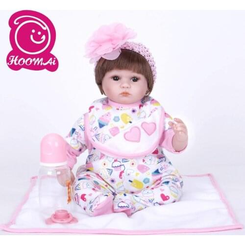 18" New Design Reborn Baby Bebe Doll Lovely 45CM Soft Silicone Cloth Body Realistic Baby Toy Kid Birthday Gift Bedtime Playmate