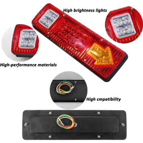2 Pcs 12 V LED Car Trailer Truck Rear Tail Lights Stop Brake Turn Signal Light Indicator Lamp Truck Caravan Taillight Waterproof