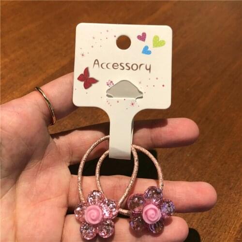 2pcs Shining Headdress Baby DIY Hair Accessories Flower Shape Resin Elastic Rubber Scrunchies For Girl Colorful Ponytail Decora