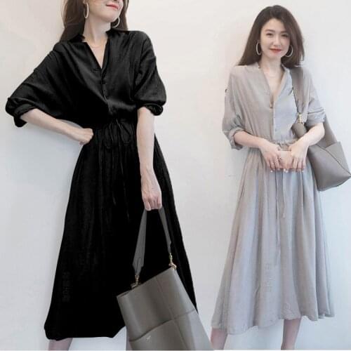 2021 Ladies Summer New Korean Version Of V-Neck Body Thin Womens Long Five-Point Sleeve Sexy Latex Dress Vfemage Vestido Oodji