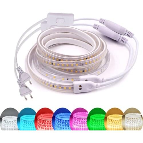 2835 LED light Strip AC 220V IP67 Waterproof Multi-color Lights High Brightness 60LEDs/M Flexible LED strips 1-20m