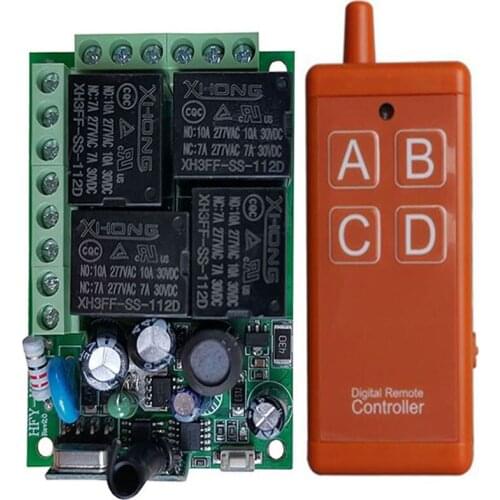 433MHz AC110V 220V 4CH rf Remote Control Switch Wireless Relay Receiver Controller usb Rechargeable for Garage\ Door\ LED\ Bulb