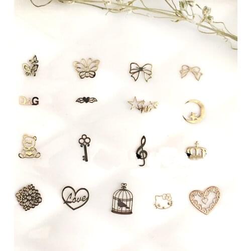 50pcs/lot Butterfly bird cage LOVE moon Key metal material epoxy mold makeing jewelry filling for DIY jewelry