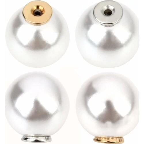 50pcs/lot Balls Hole Diameter 1mm Gold/Silver Color Round Artificial Pearl Brooch Backs Stoppers Brooch Pins Jewelry Findings